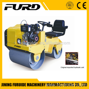 small hydraulic double drum vibratory road roller with seat